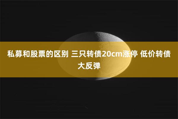 私募和股票的区别 三只转债20cm涨停 低价转债大反弹