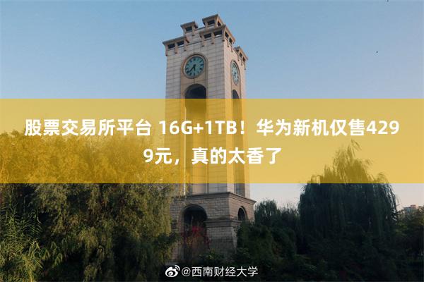 股票交易所平台 16G+1TB！华为新机仅售4299元，真的太香了